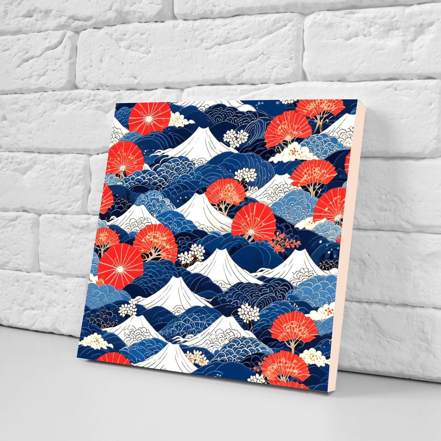 Japanese Ceramic Tiles - Japanese Pattern -Set of 2 Wall Decor Tiles -Kitchen Backsplash Tiles,Table Decorative Tiles,Bathroom, Coaster
