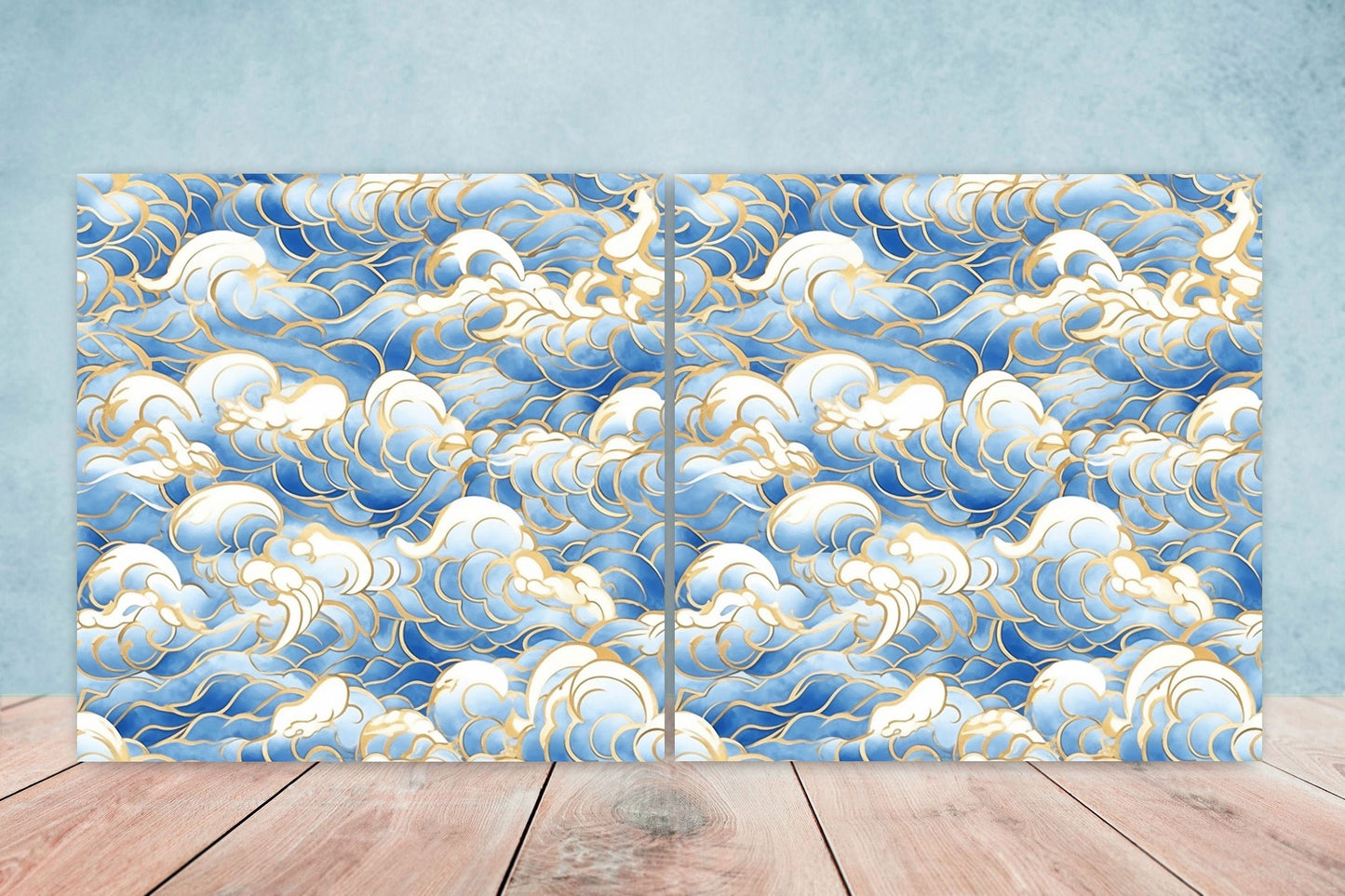 Japanese Ceramic Tiles - Japanese Pattern -Set of 2 Wall Decor Tiles -Kitchen Backsplash Tiles,Table Decorative Tiles,Bathroom, Coaster