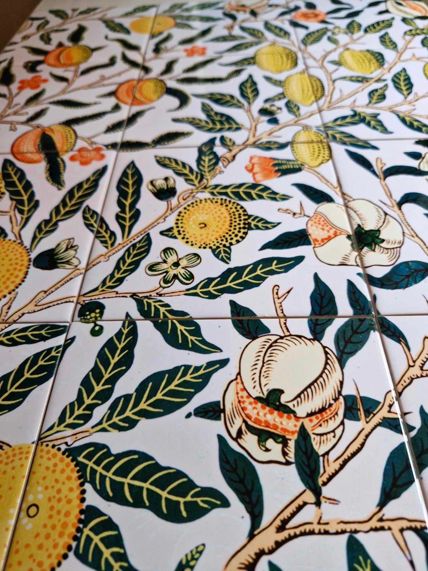 Tile Mural/Mosaic Ceramic Panel of Pomegranate - William Morris Art- Fruit Wall Art - Botanical Print - Tile Mural Mosaic - Fruits Pattern