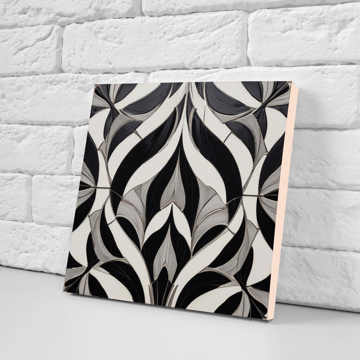Art Deco Ceramic tiles - Set of 2 Art Deco Wall Decor Geometric Tiles - Kitchen Backsplash Tiles, Table Decorative Tiles, Bathroom Tiles