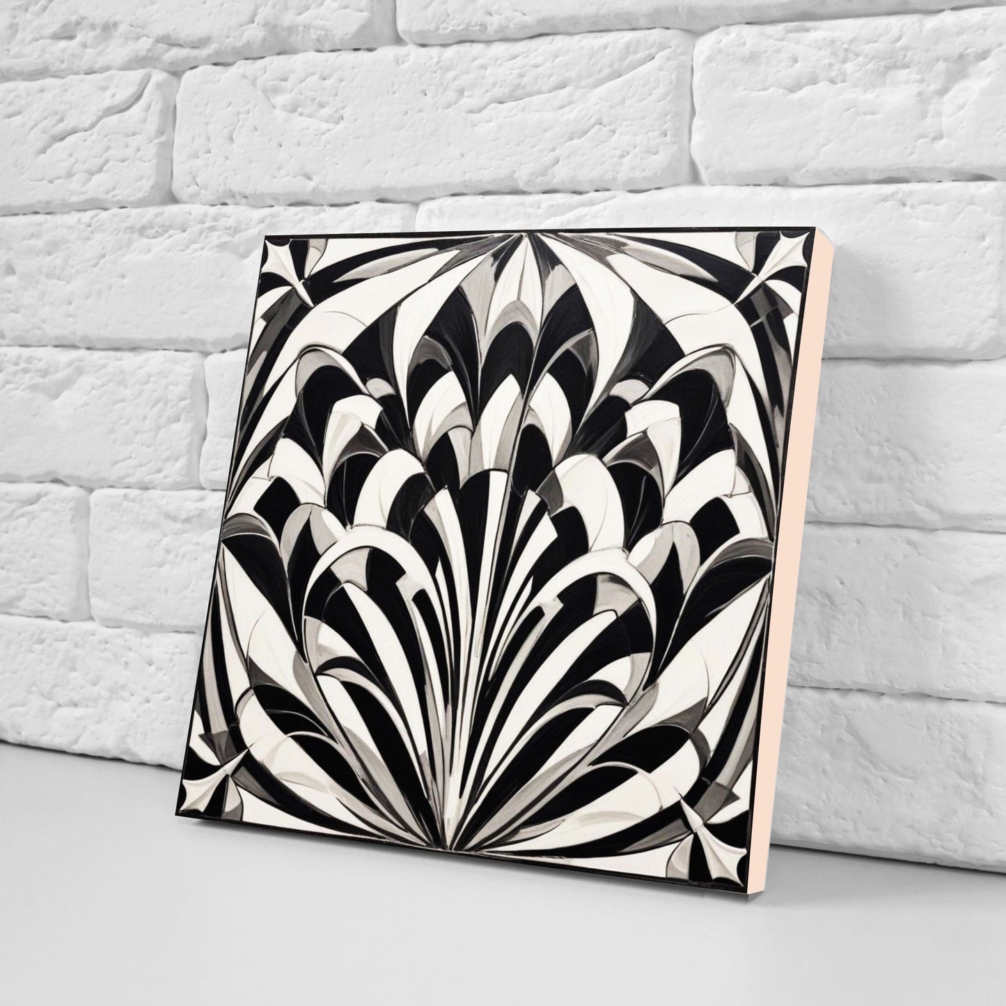 Art Deco Ceramic tiles - Set of 2 Art Deco Wall Decor Geometric Tiles - Kitchen Backsplash Tiles, Table Decorative Tiles, Bathroom Tiles