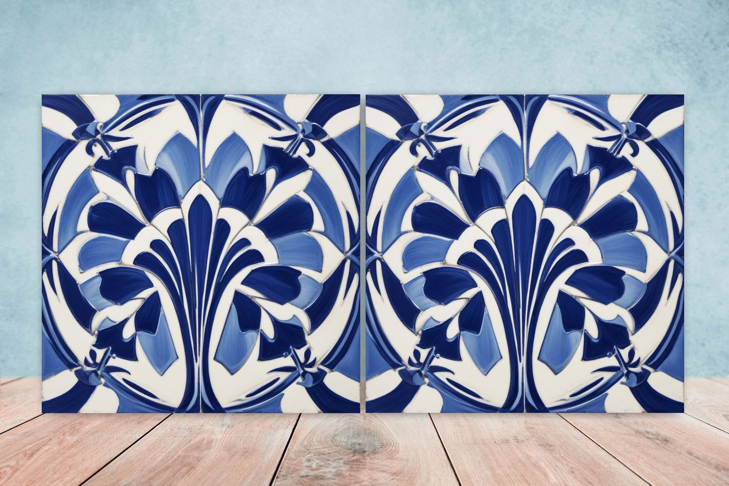 Art Deco Ceramic tiles - Set of 2 Art Deco Wall Decor Geometric Tiles - Kitchen Backsplash Tiles, Table Decorative Tiles, Bathroom Tiles