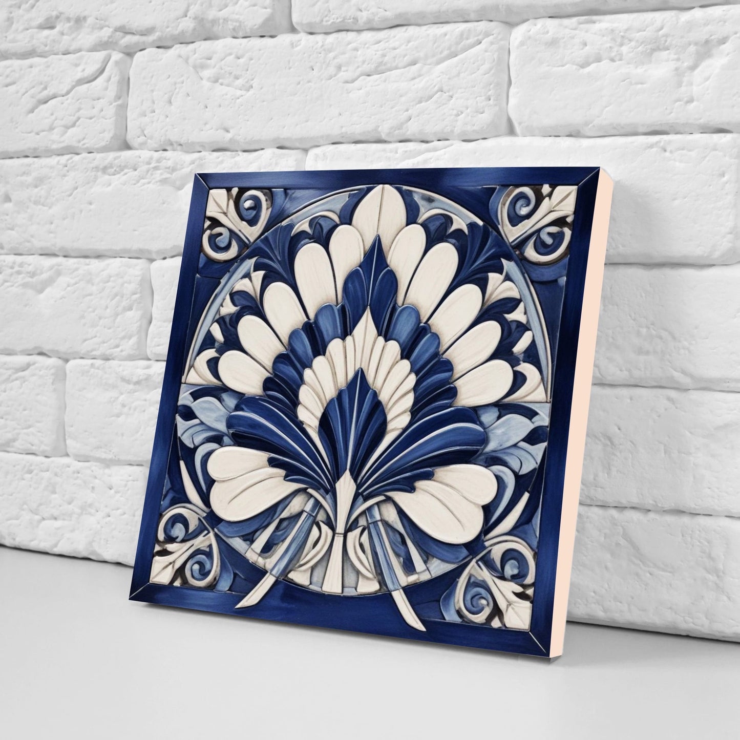 Art Deco Ceramic tiles - Set of 2 Art Deco Wall Decor Geometric Tiles - Kitchen Backsplash Tiles, Table Decorative Tiles, Bathroom Tiles