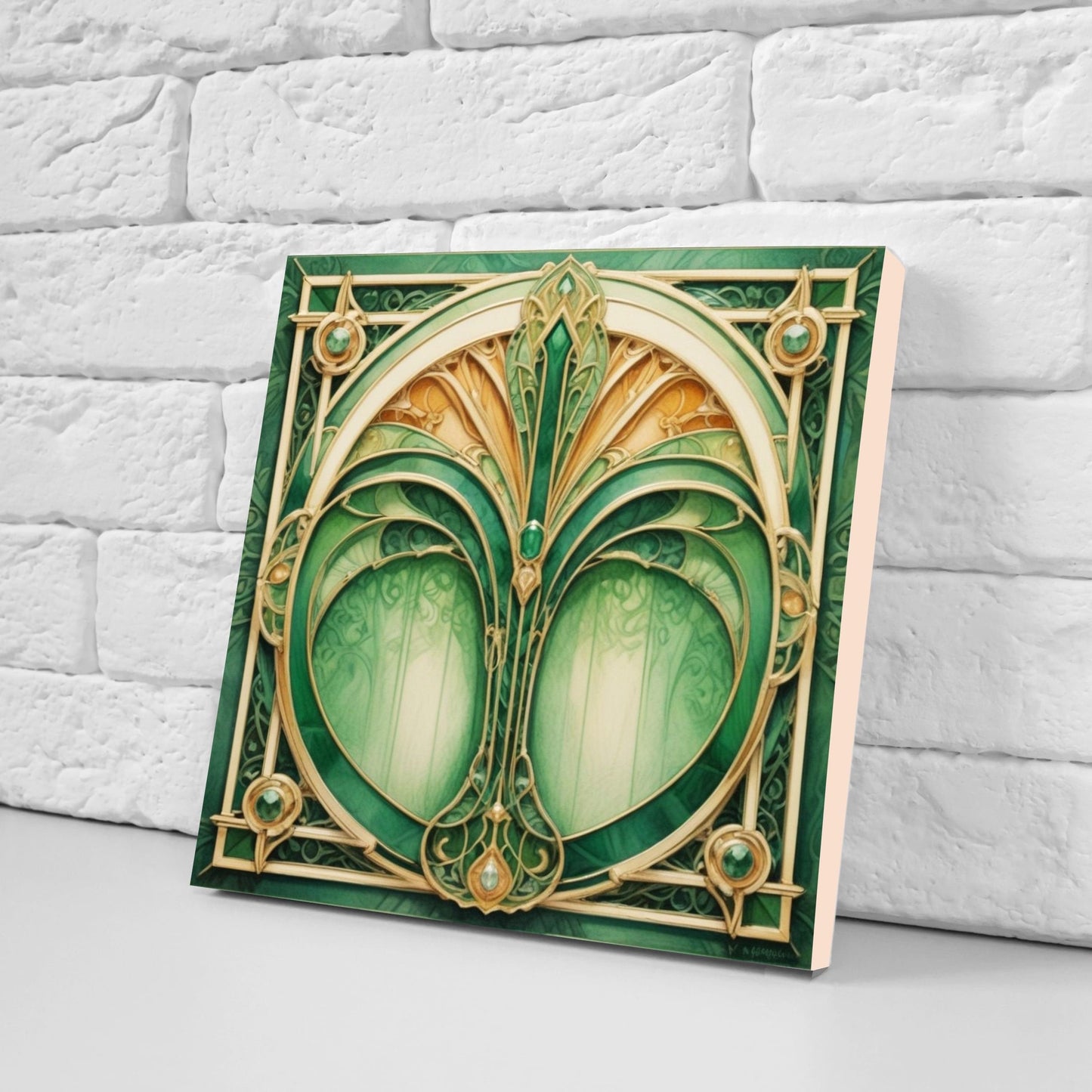 Art Deco Ceramic tiles - Set of 2 Art Deco Wall Decor Geometric Tiles - Kitchen Backsplash Tiles, Table Decorative Tiles, Bathroom Tiles