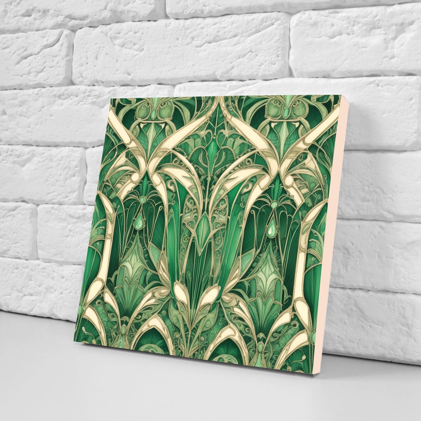 Art Deco Ceramic tiles - Set of 2 Art Deco Wall Decor Geometric Tiles - Kitchen Backsplash Tiles, Table Decorative Tiles, Bathroom Tiles