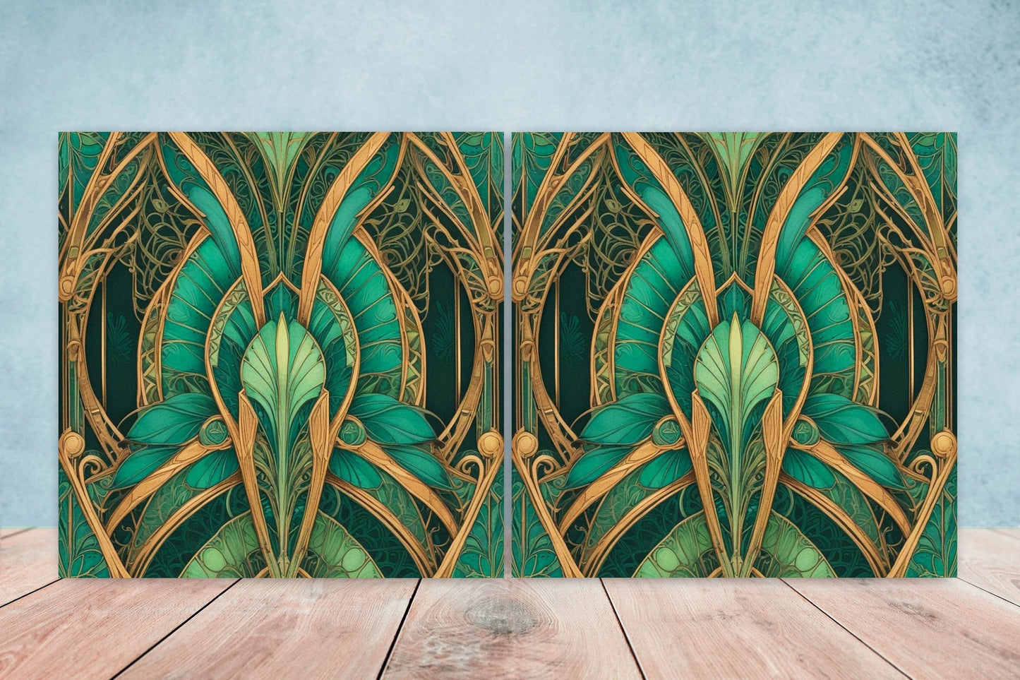 Art Deco Ceramic tiles - Set of 2 Art Deco Wall Decor Geometric Tiles - Kitchen Backsplash Tiles, Table Decorative Tiles, Bathroom Tiles