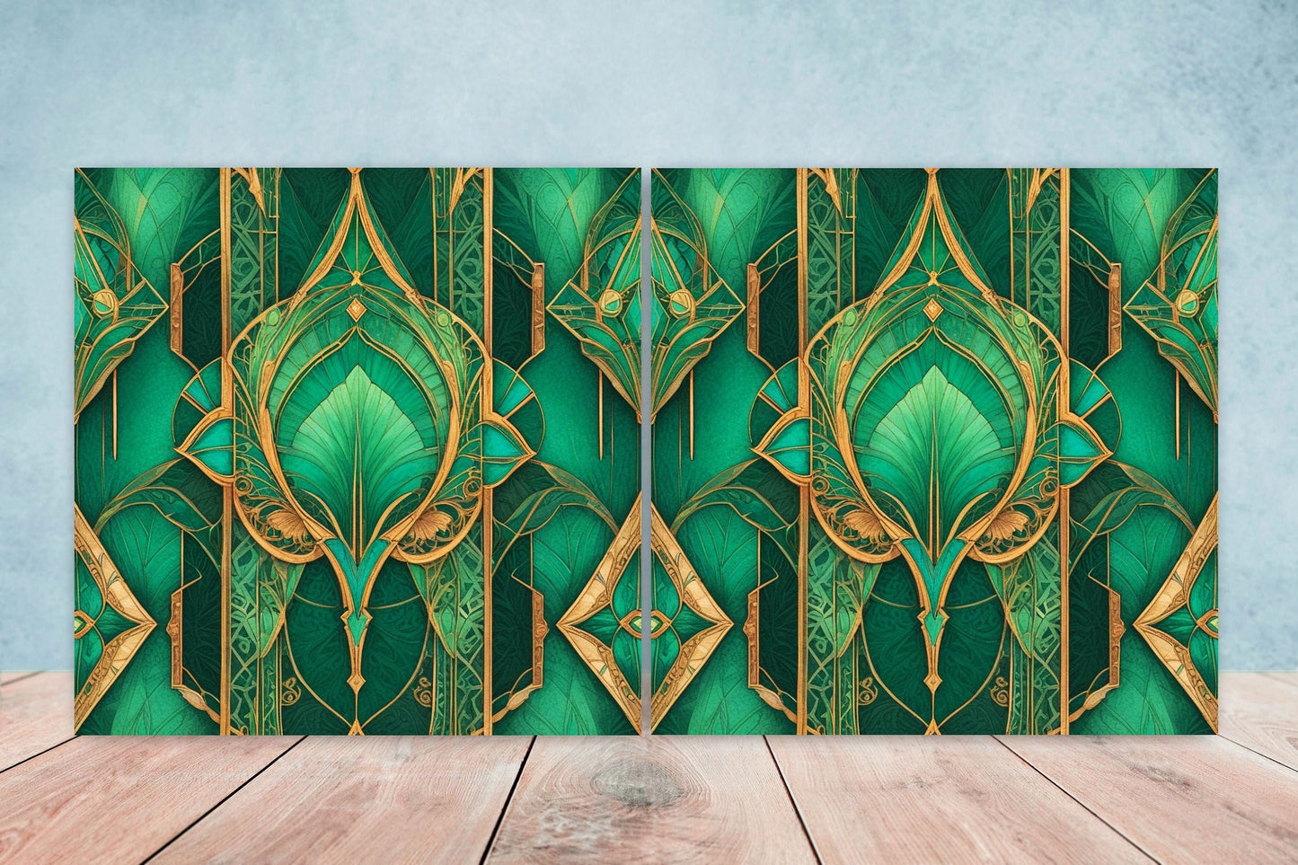 Art Deco Ceramic tiles - Set of 2 Art Deco Wall Decor Geometric Tiles - Kitchen Backsplash Tiles, Table Decorative Tiles, Bathroom Tiles