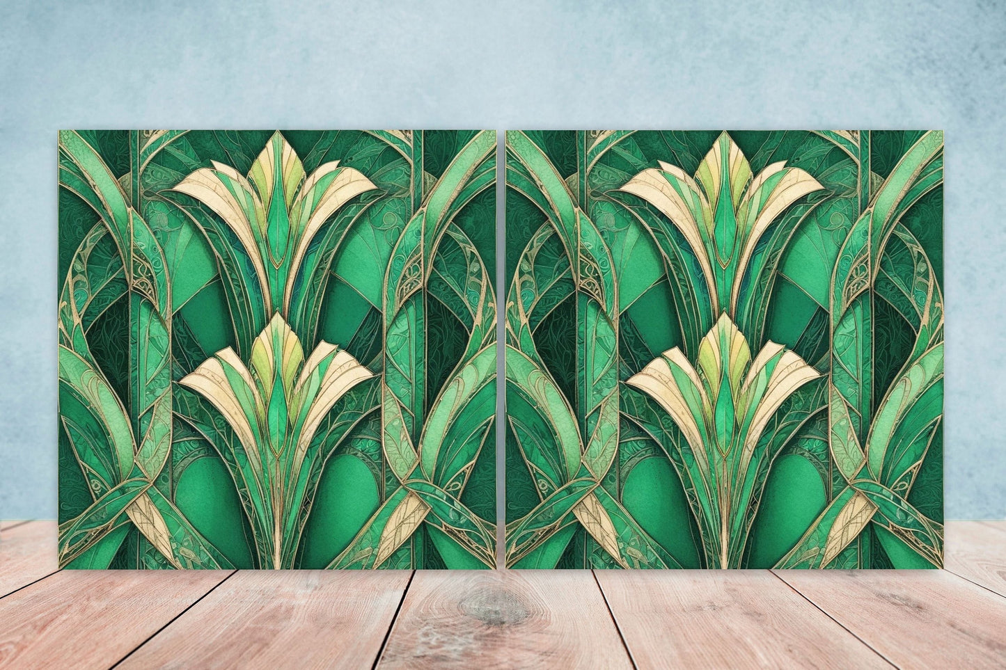Art Deco Ceramic tiles - Set of 2 Art Deco Wall Decor Geometric Tiles - Kitchen Backsplash Tiles, Table Decorative Tiles, Bathroom Tiles