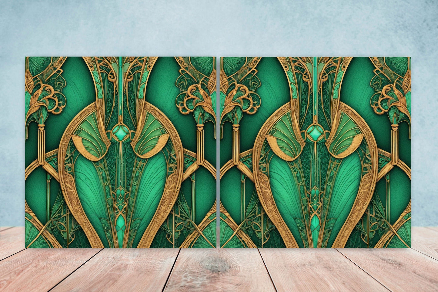 Art Deco Ceramic tiles - Set of 2 Art Deco Wall Decor Geometric Tiles - Kitchen Backsplash Tiles, Table Decorative Tiles, Bathroom Tiles