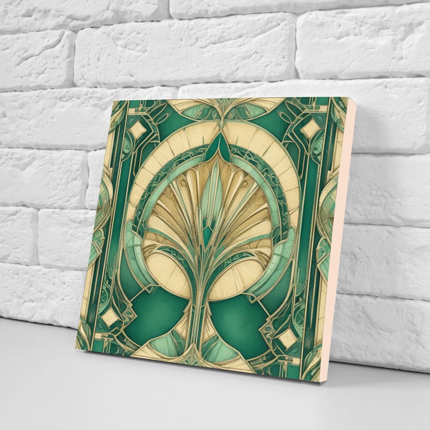 Art Deco Ceramic tiles - Set of 2 Art Deco Wall Decor Geometric Tiles - Kitchen Backsplash Tiles, Table Decorative Tiles, Bathroom Tiles