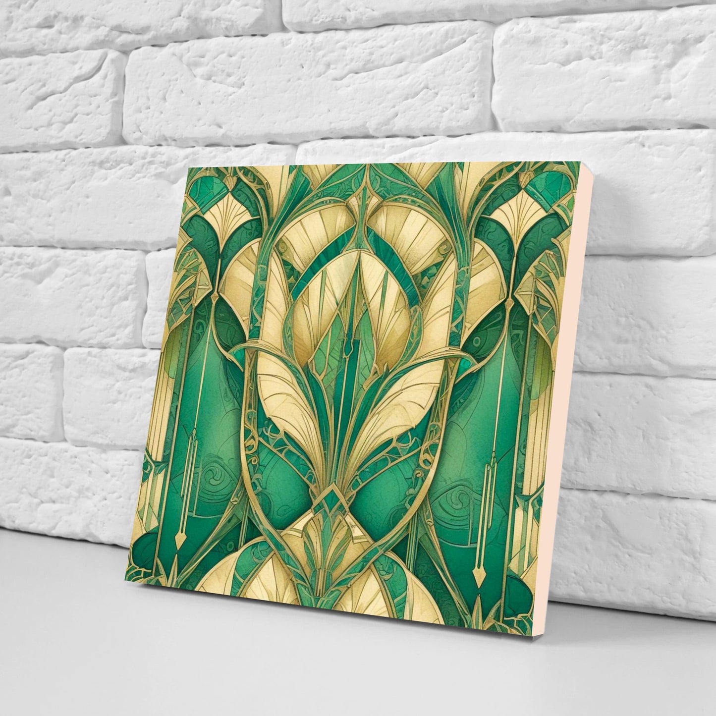 Art Deco Ceramic tiles - Set of 2 Art Deco Wall Decor Geometric Tiles - Kitchen Backsplash Tiles, Table Decorative Tiles, Bathroom Tiles
