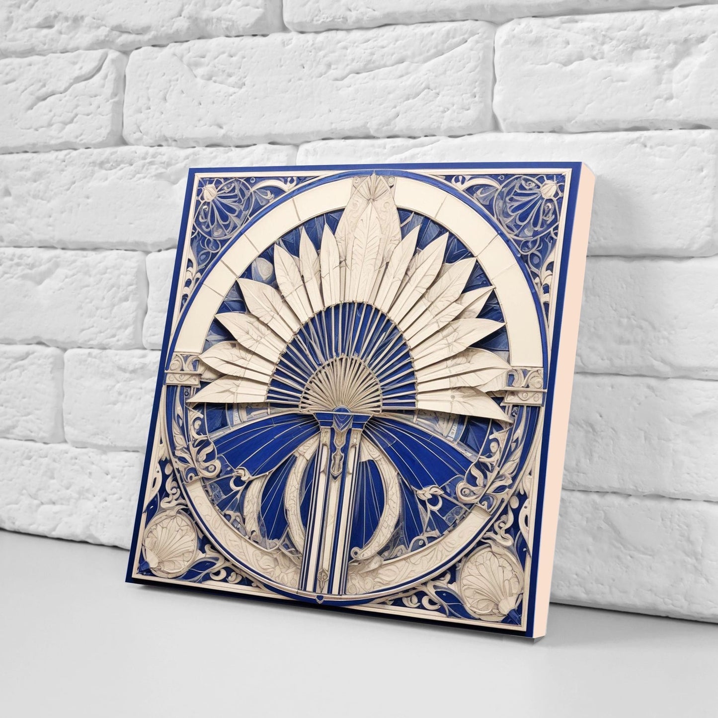 Art Deco Ceramic tiles - Set of 2 Art Deco Wall Decor Geometric Tiles - Kitchen Backsplash Tiles, Table Decorative Tiles, Bathroom Tiles