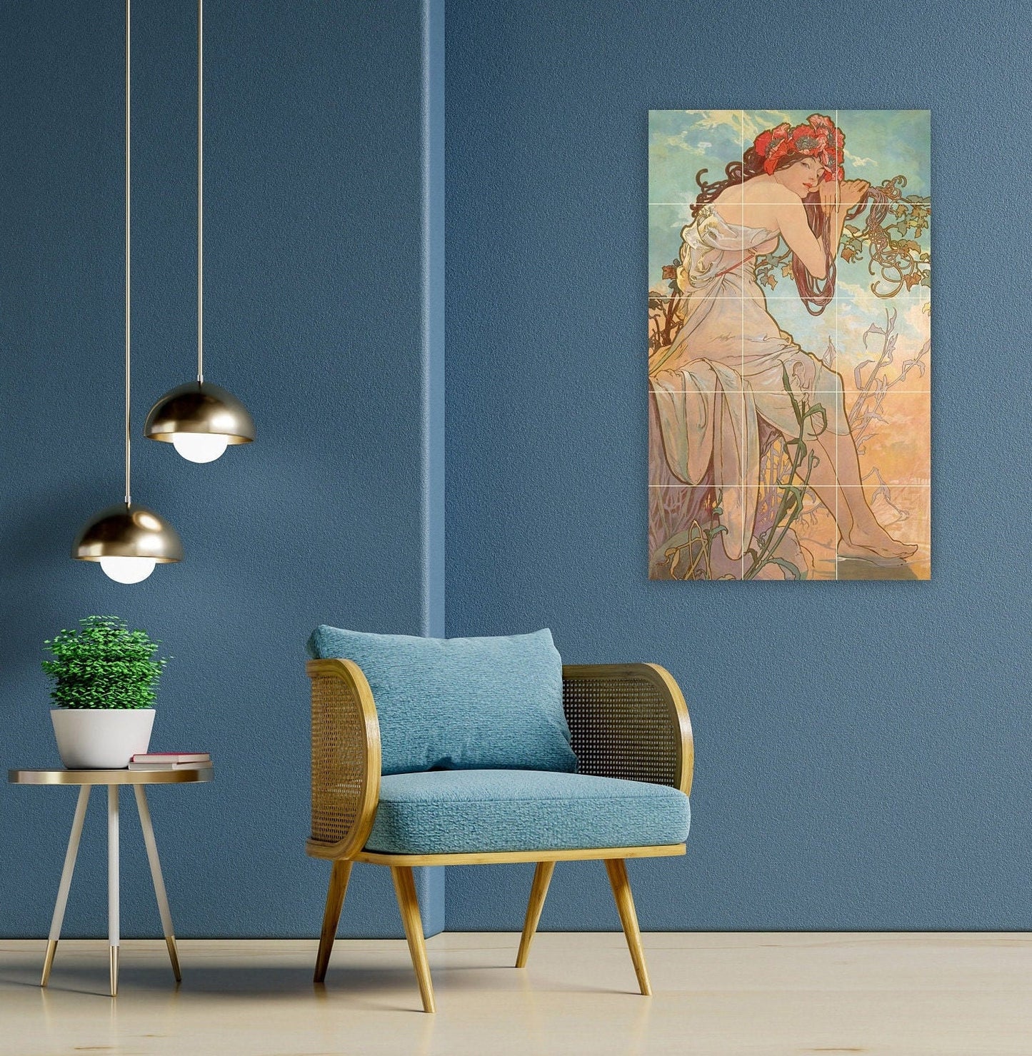Tile Mural/Mosaic Ceramic Panel of Alphonse Mucha Les Saisons Eté - Mucha wall print - Mucha wall art -Tile Mural - Gloss Tiles- Tile Mosaic
