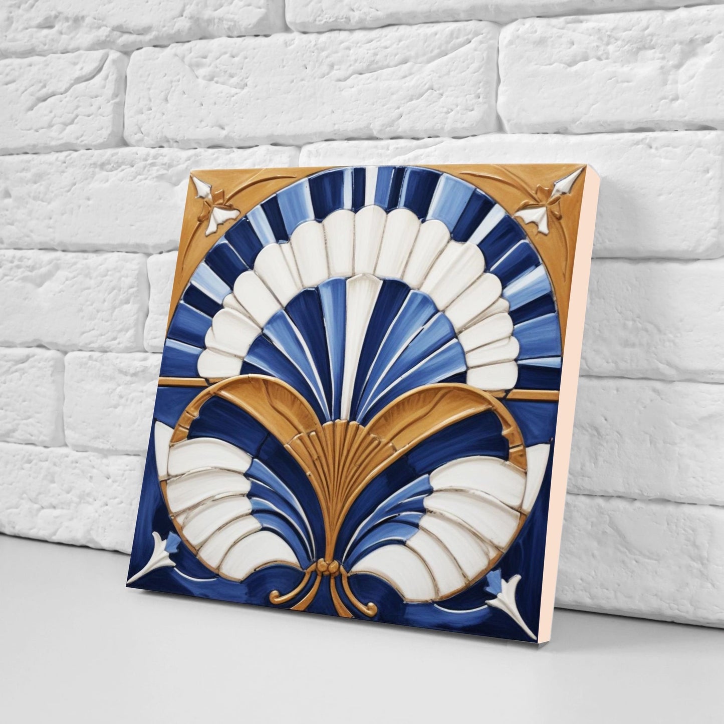 Art Deco Ceramic tiles - Set of 2 Art Deco Wall Decor Geometric Tiles - Kitchen Backsplash Tiles, Table Decorative Tiles, Bathroom Tiles