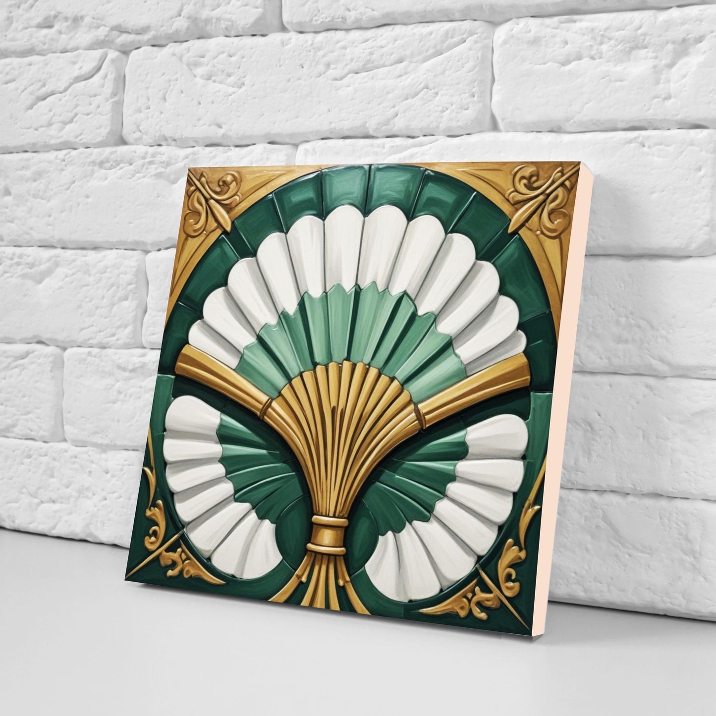 Art Deco Ceramic tiles - Set of 2 Art Deco Wall Decor Geometric Tiles - Kitchen Backsplash Tiles, Table Decorative Tiles, Bathroom Tiles