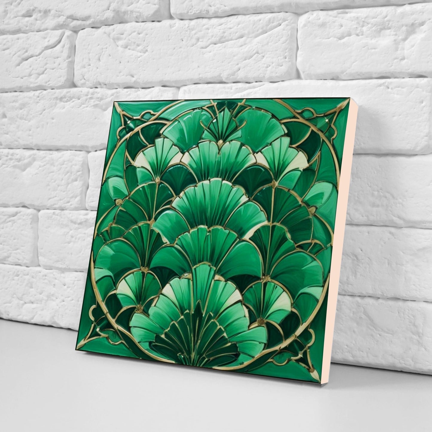 Art Deco Ceramic tiles - Set of 2 Art Deco Wall Decor Geometric Tiles - Kitchen Backsplash Tiles, Table Decorative Tiles, Bathroom Tiles