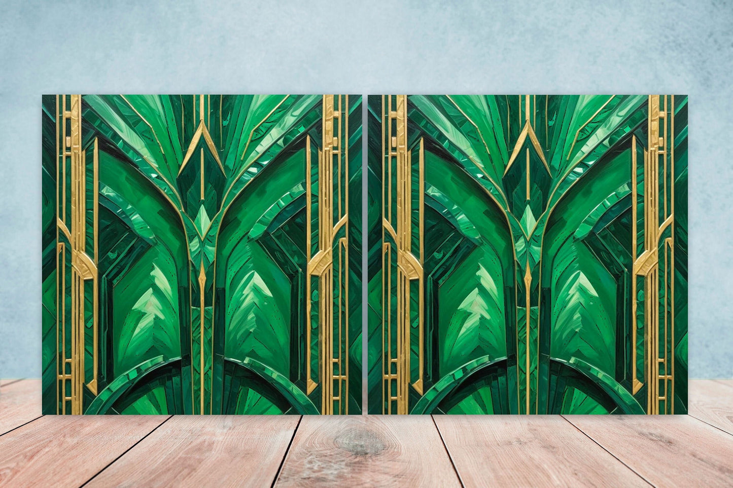 Art Deco Ceramic tiles - Set of 2 Art Deco Wall Decor Geometric Tiles - Kitchen Backsplash Tiles, Table Decorative Tiles, Bathroom Tiles