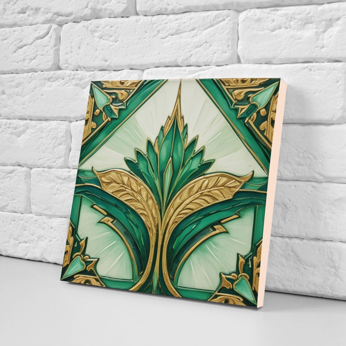 Art Deco Ceramic tiles - Set of 2 Art Deco Wall Decor Geometric Tiles - Kitchen Backsplash Tiles, Table Decorative Tiles, Bathroom Tiles
