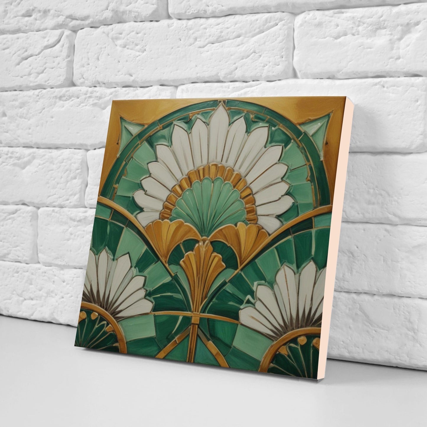 Art Deco Ceramic tiles - Set of 2 Art Deco Wall Decor Geometric Tiles - Kitchen Backsplash Tiles, Table Decorative Tiles, Bathroom Tiles