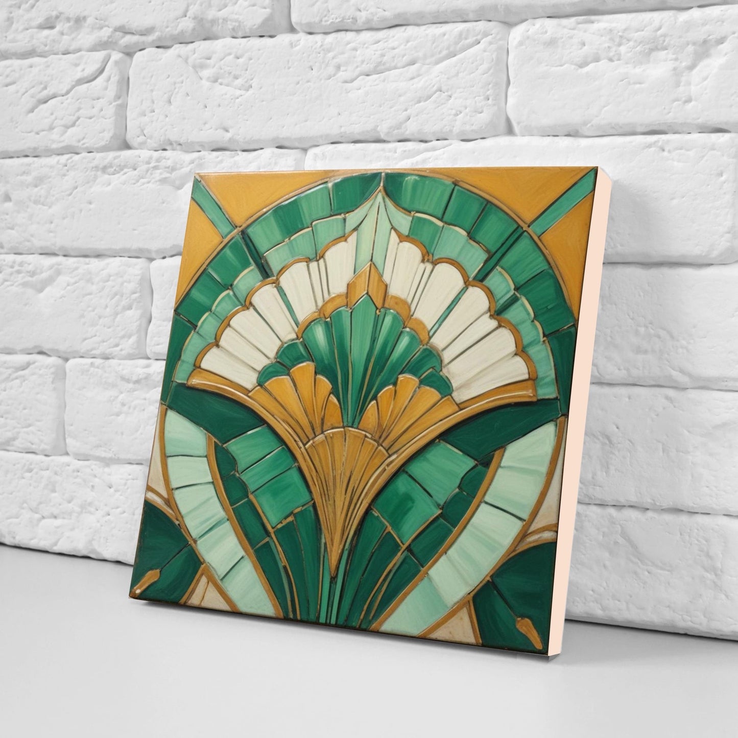 Art Deco Ceramic tiles - Set of 2 Art Deco Wall Decor Geometric Tiles - Kitchen Backsplash Tiles, Table Decorative Tiles, Bathroom Tiles