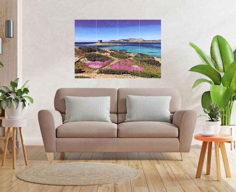 Stintino Sardinia Tile Mural/Mosaic Ceramic Panel - Sardinia wall print - Sardinia Wall Art - Tile Mural - Gloss Tiles - Tile Mosaic