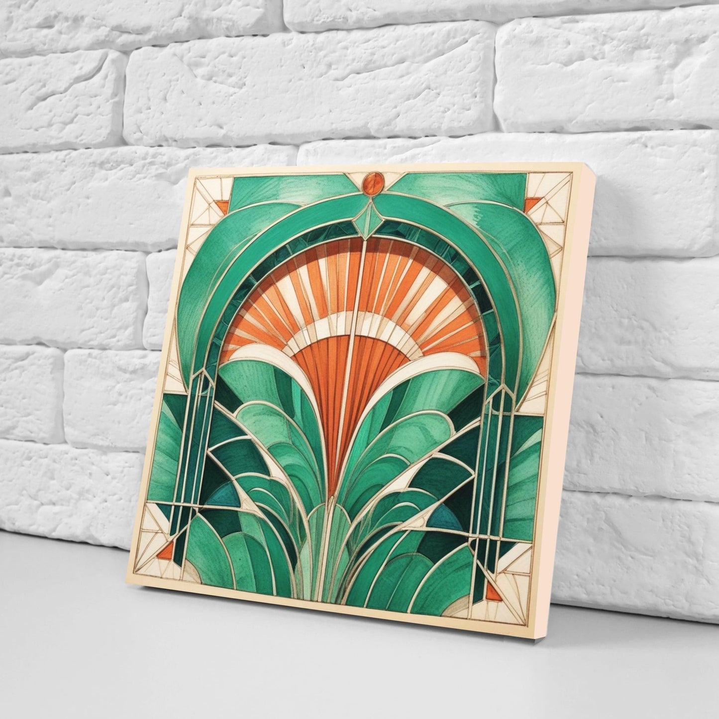Art Deco Ceramic tiles - Set of 2 Art Deco Wall Decor Geometric Tiles - Kitchen Backsplash Tiles, Table Decorative Tiles, Bathroom Tiles