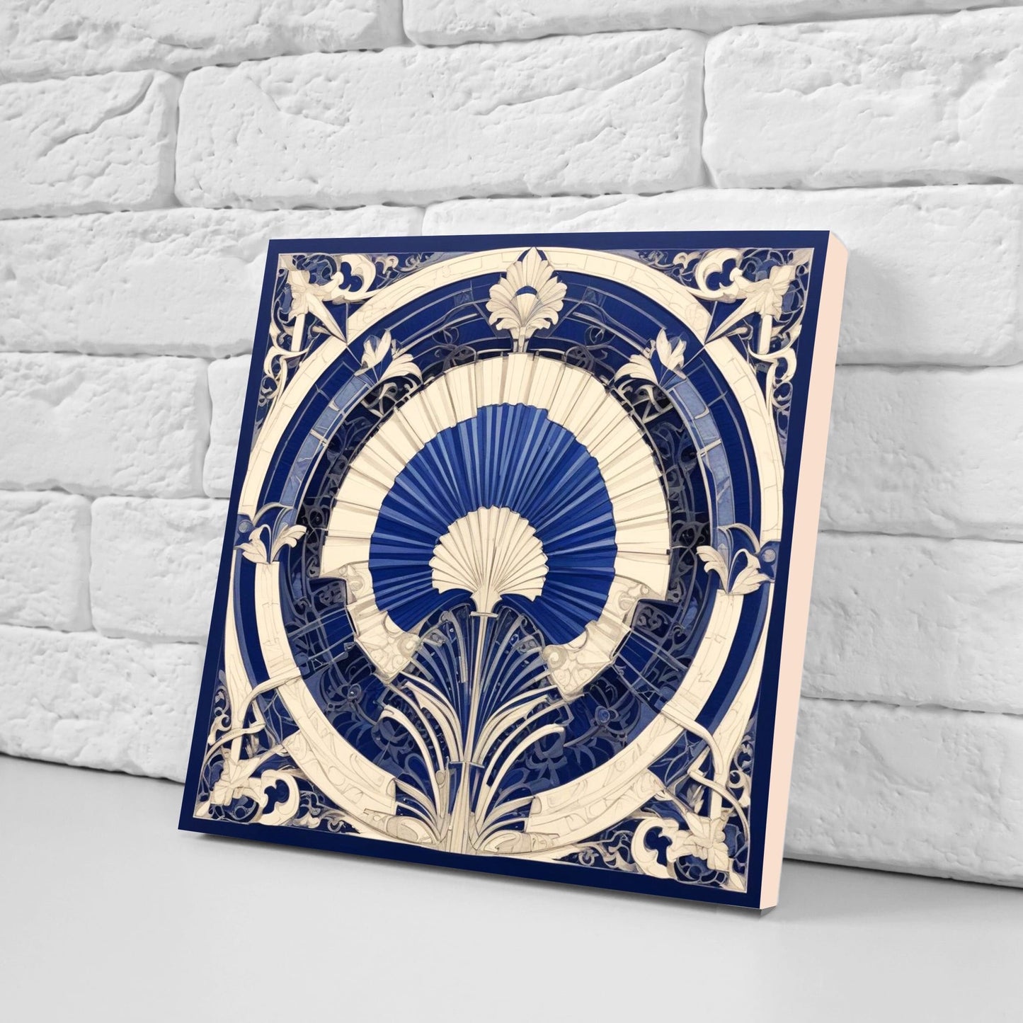 Art Deco Ceramic tiles - Set of 2 Art Deco Wall Decor Geometric Tiles - Kitchen Backsplash Tiles, Table Decorative Tiles, Bathroom Tiles
