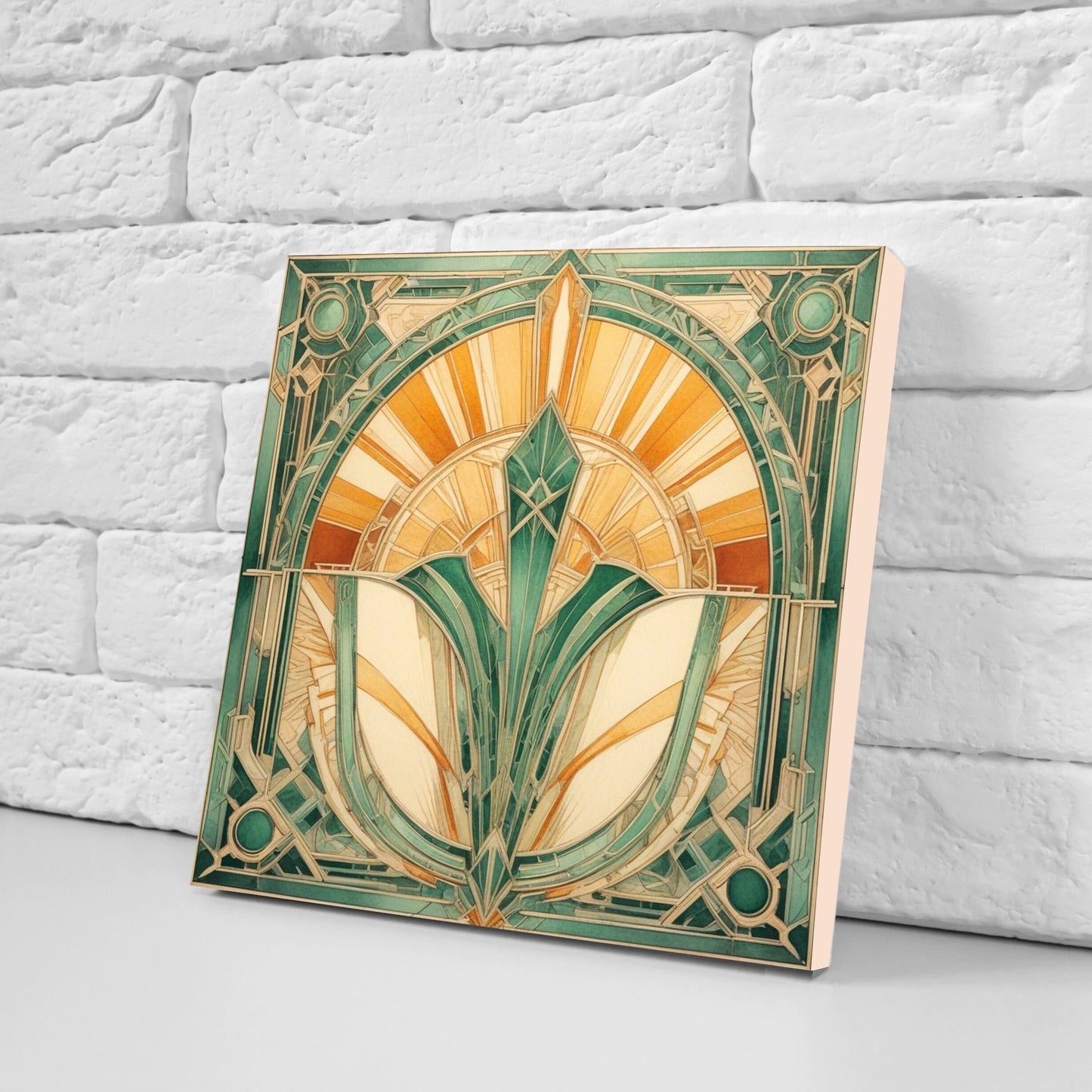 Art Deco Ceramic tiles - Set of 2 Art Deco Wall Decor Geometric Tiles - Kitchen Backsplash Tiles, Table Decorative Tiles, Bathroom Tiles