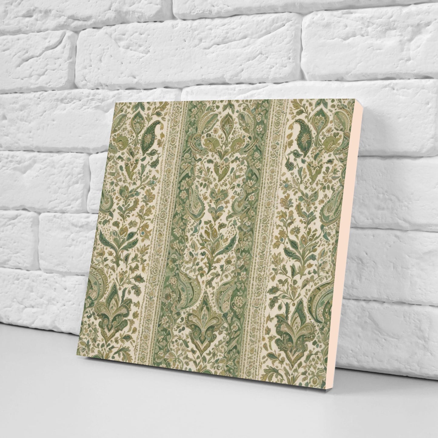 Flower Ceramic Gloss Wall Tiles Set of 2 - Botanical Wall Art Print - Indian Mughal art - Floral Home Decor - Botanical print - Mughal Wall