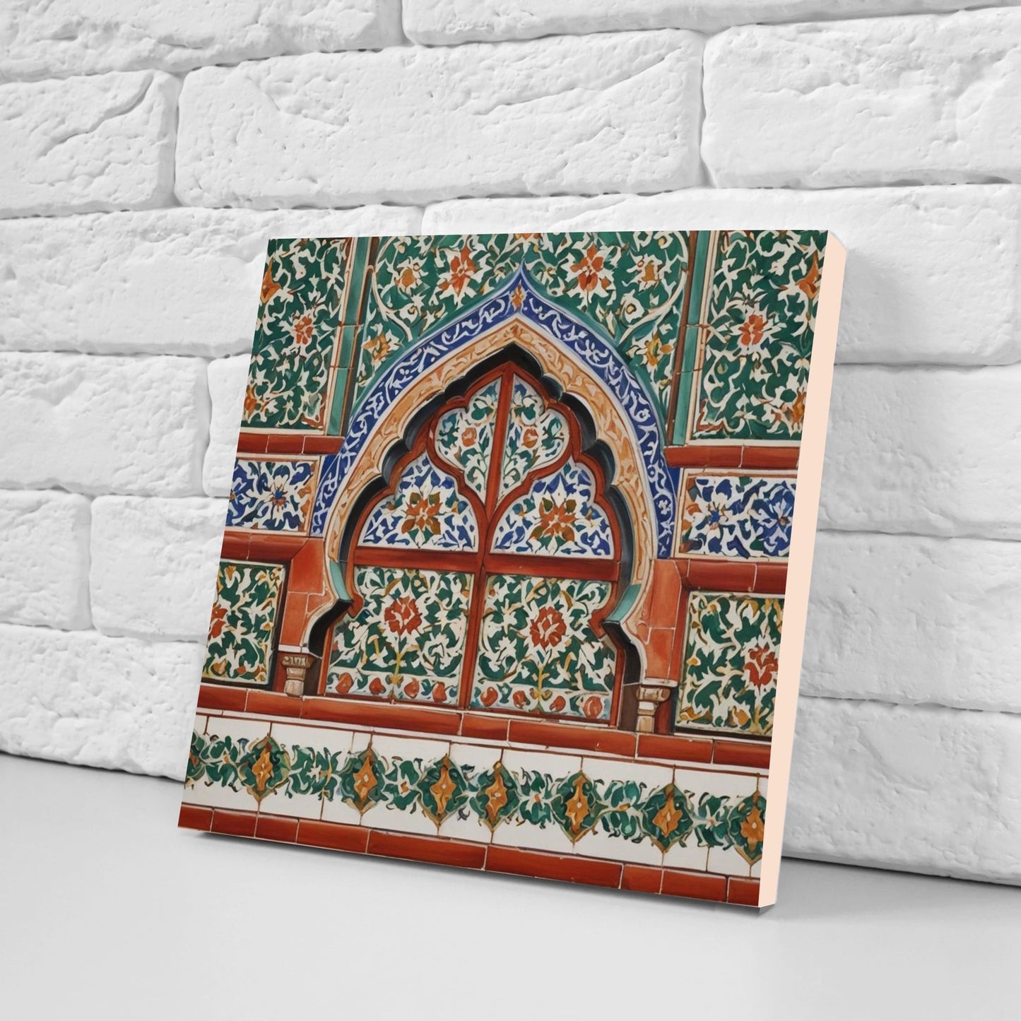 Flower Ceramic Gloss Wall Tiles Set of 2 - Botanical Wall Art Print - Indian Mughal art - Floral Home Decor - Botanical print - Mughal Wall