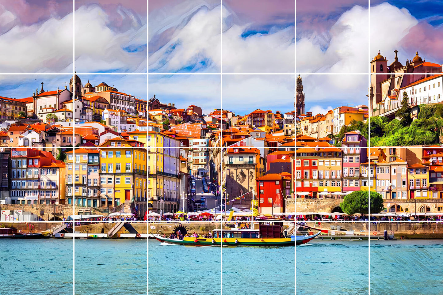 Tile Mural/Mosaic Ceramic Panel of Porto -Porto wall print - Portuguese tile Mural - Tile Mural - Gloss Tiles - Tile Mosaic - Accent tiles
