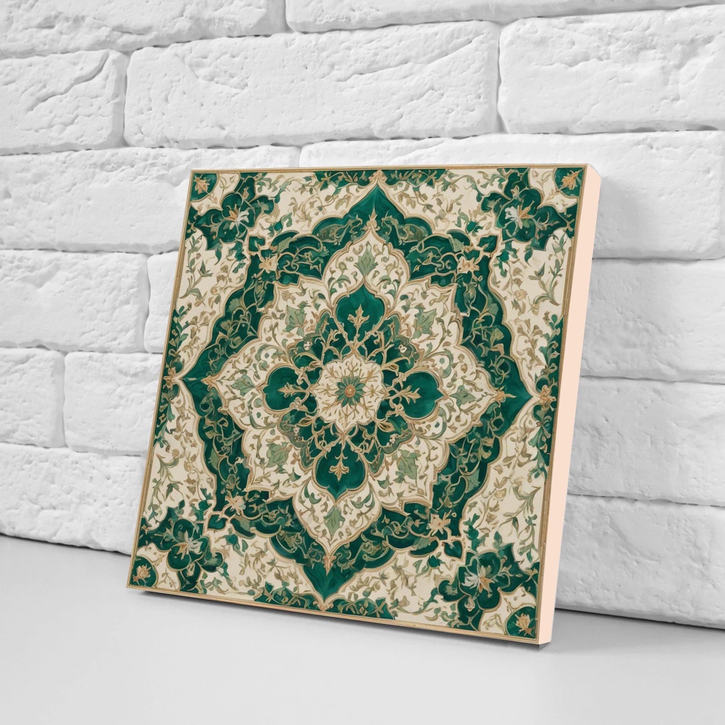 Flower Ceramic Gloss Wall Tiles Set of 2 - Botanical Wall Art Print - Indian Mughal art - Floral Home Decor - Botanical print - Mughal Wall