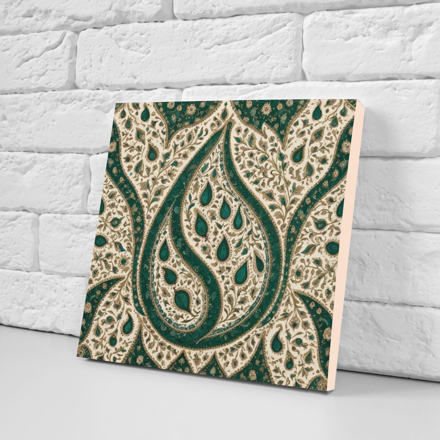 Flower Ceramic Gloss Wall Tiles Set of 2 - Botanical Wall Art Print - Indian Mughal art - Floral Home Decor - Botanical print - Mughal Wall