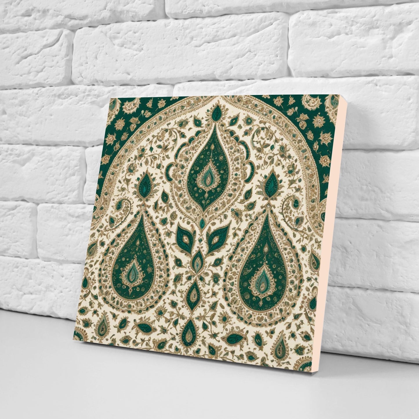 Flower Ceramic Gloss Wall Tiles Set of 2 - Botanical Wall Art Print - Indian Mughal art - Floral Home Decor - Botanical print - Mughal Wall