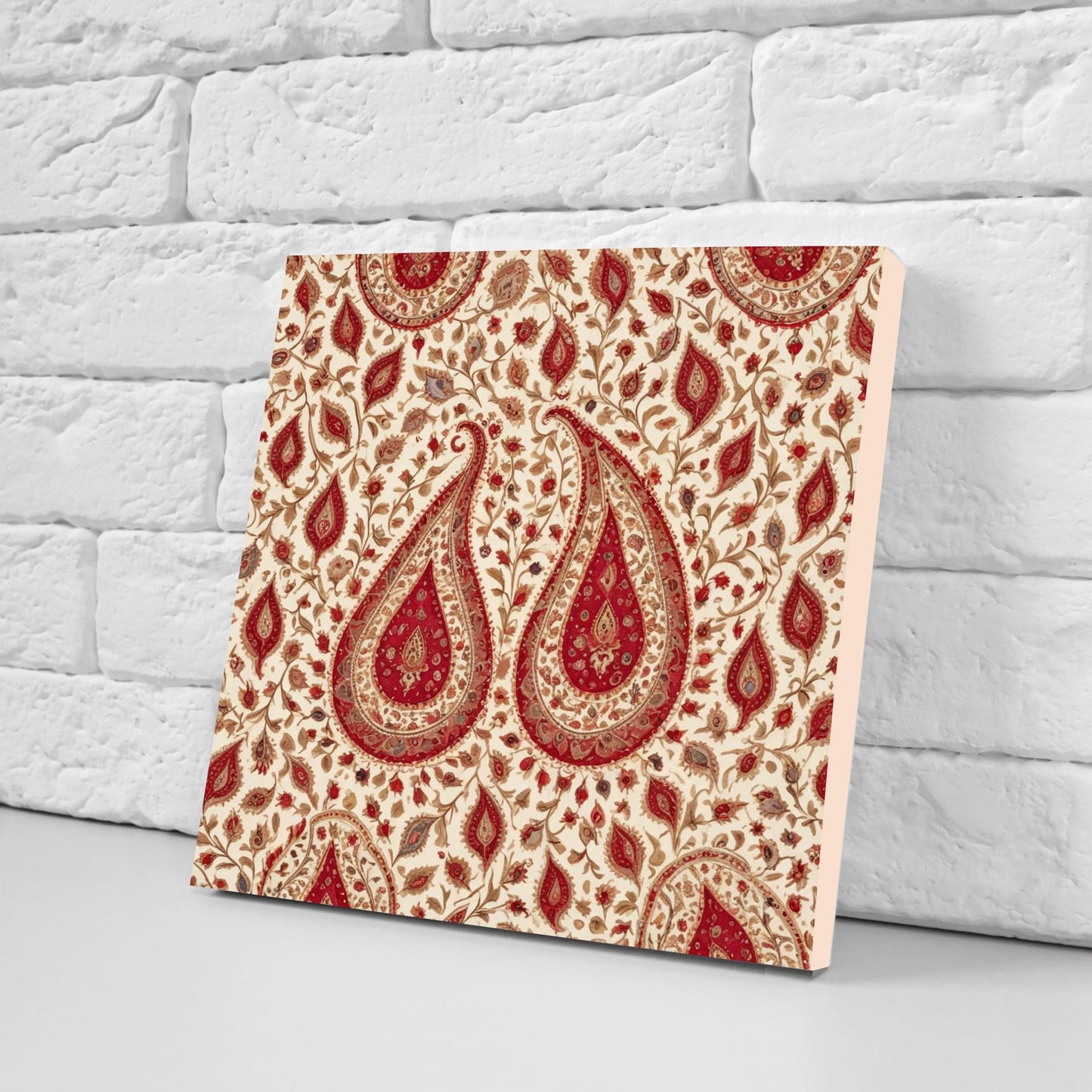 Flower Ceramic Gloss Wall Tiles Set of 2 - Botanical Wall Art Print - Indian Mughal art - Floral Home Decor - Botanical print - Mughal Wall