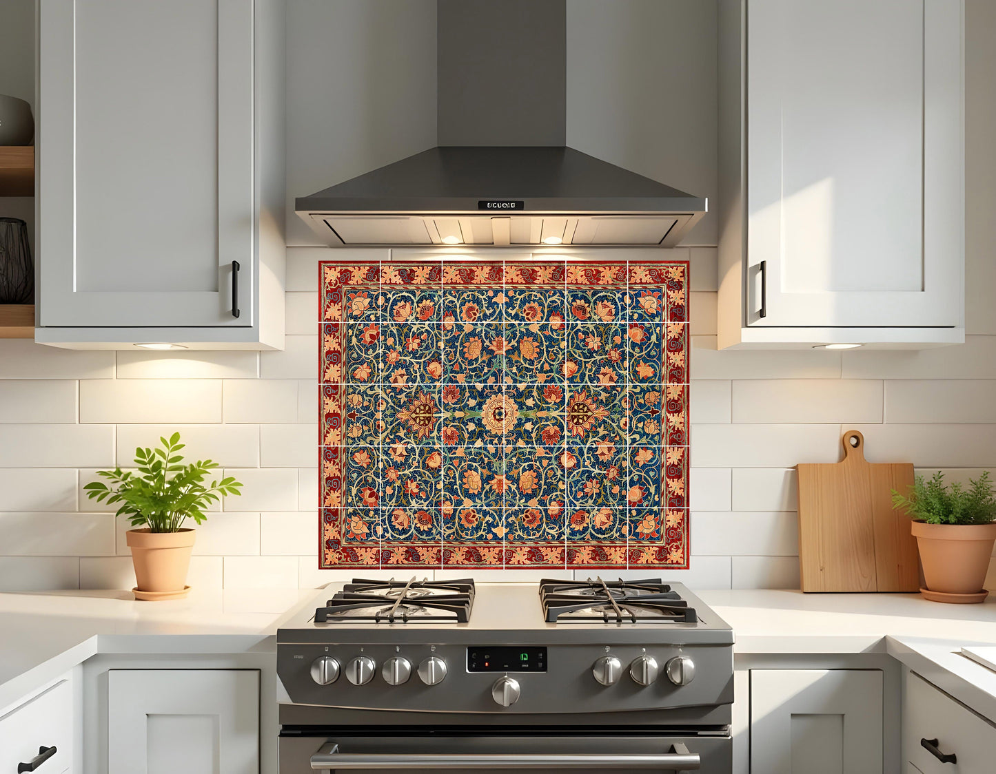 Tile Mural/Mosaic Ceramic Panel of William Morris Holland Park pattern - William Morris wall art - Tile Mural -Morris print -Tile Mosaic