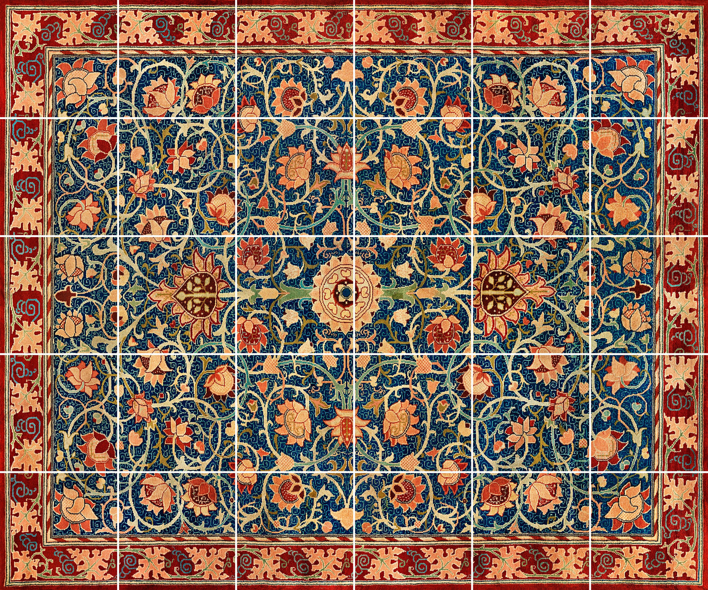 Tile Mural/Mosaic Ceramic Panel of William Morris Holland Park pattern - William Morris wall art - Tile Mural -Morris print -Tile Mosaic
