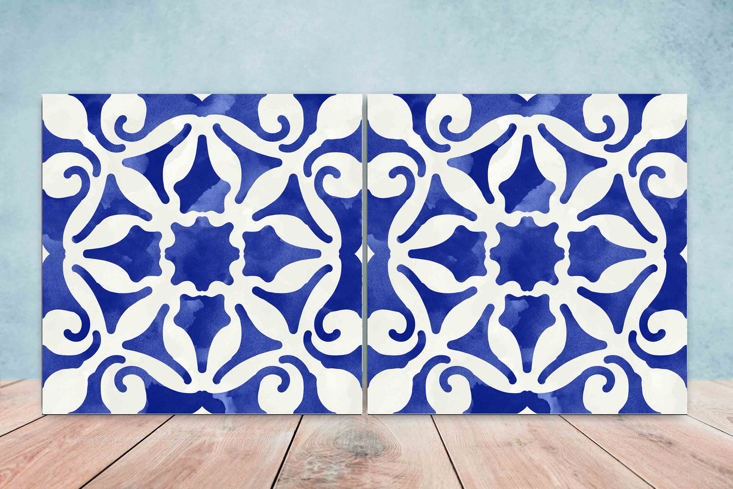 Portuguese Azulejo Tiles - Set of 2 Portuguese Wall Decor Tiles - Kitchen Backsplash Tiles, Table Decorative Tiles, Bathroom Tiles, Coaster