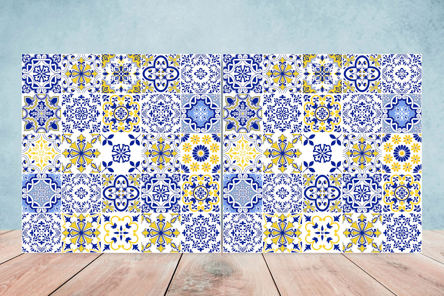 Portuguese Azulejo Tiles - Set of 2 Portuguese Wall Decor Tiles - Kitchen Backsplash Tiles, Table Decorative Tiles, Bathroom Tiles, Coaster