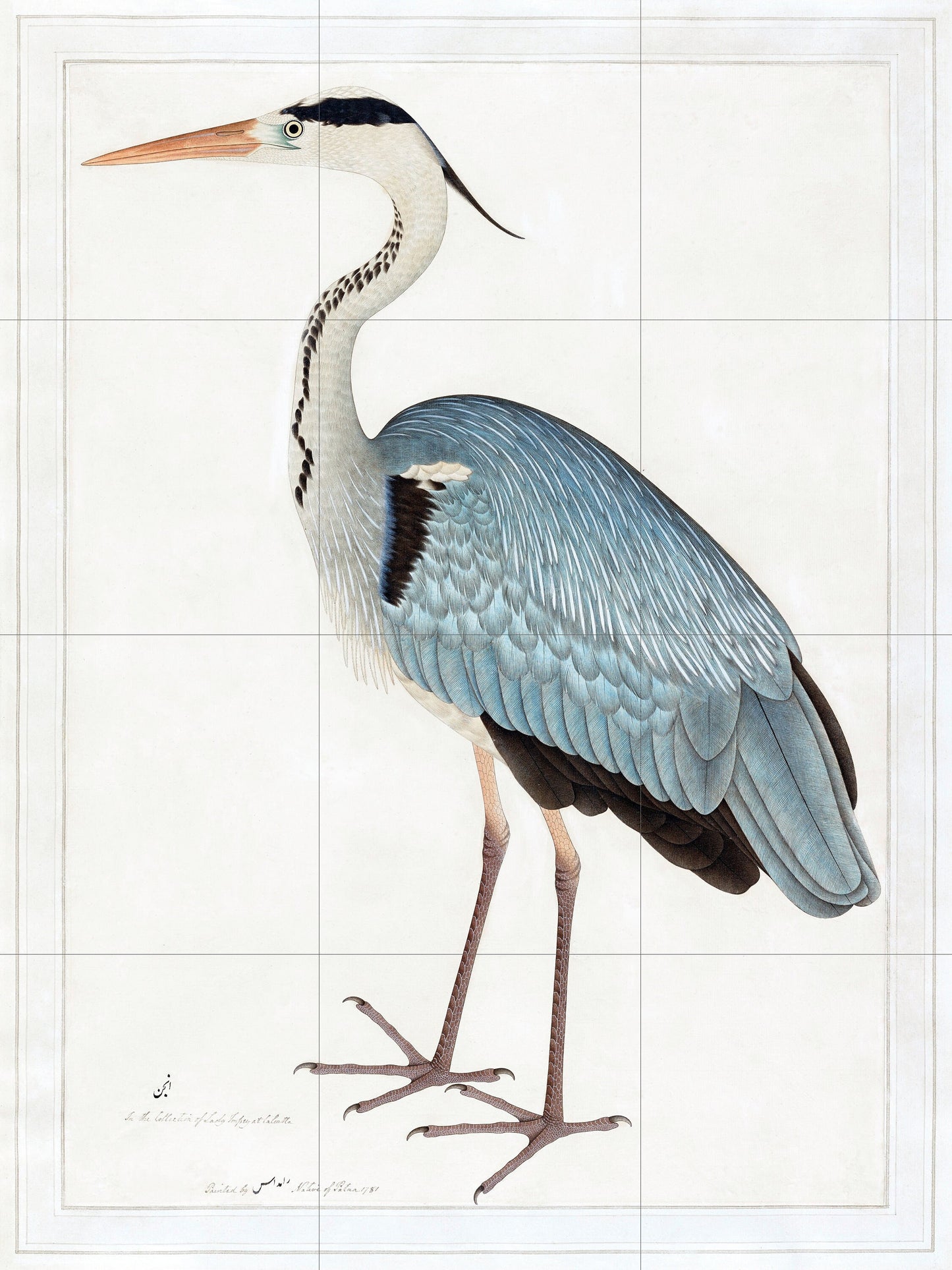 Tile Mural/Mosaic Ceramic Panel of Grey Heron - Bird Mosaic - Heron Painting - Bird Mural - Gloss Tiles - Heron Wall Art Print - Egret Print