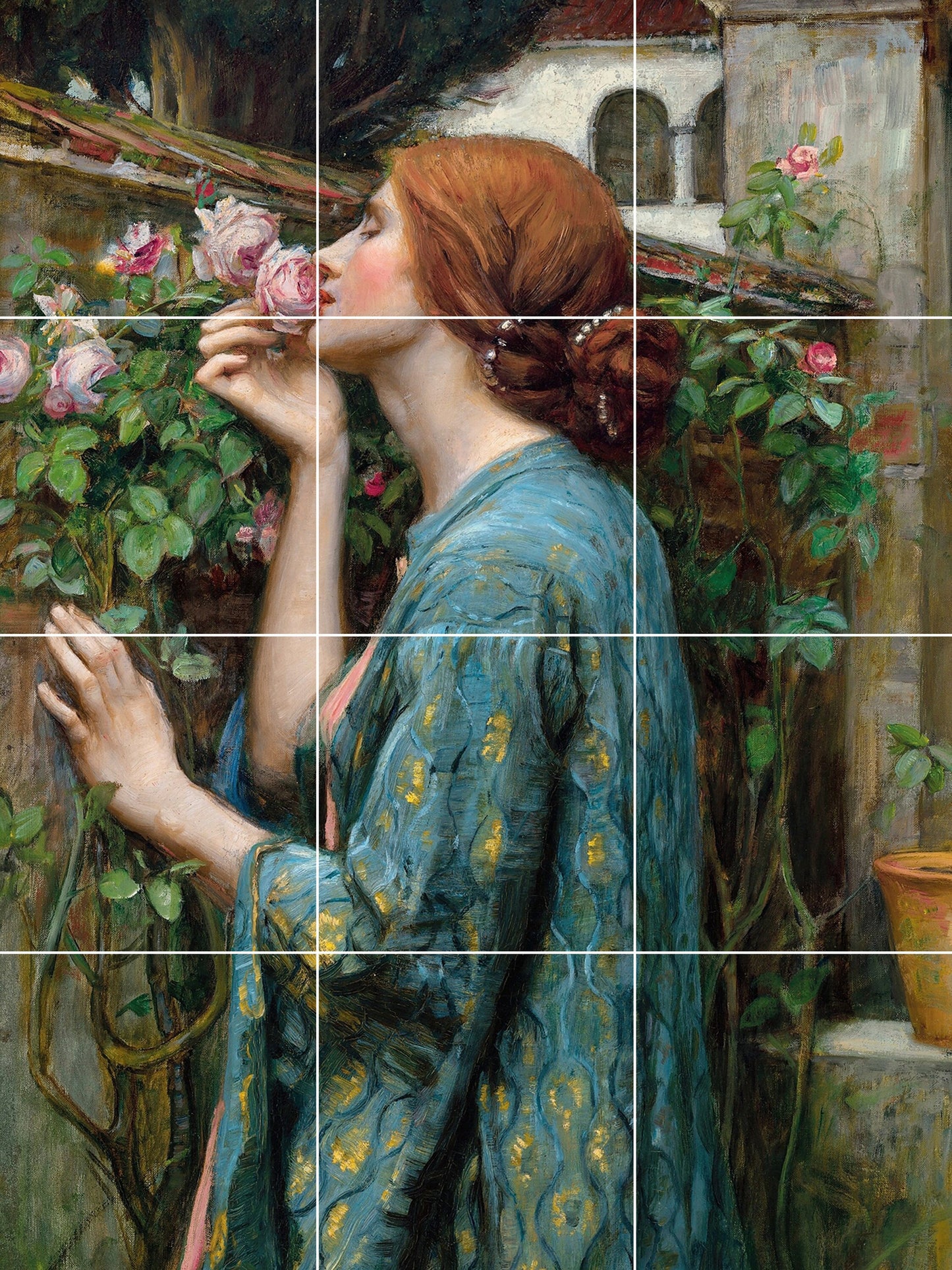 Tile Mural/Mosaic Ceramic Panel of The Soul of the Rose by Waterhouse - Rose wall art - Waterhouse wall art- Roses wall print -Tile Mosaic