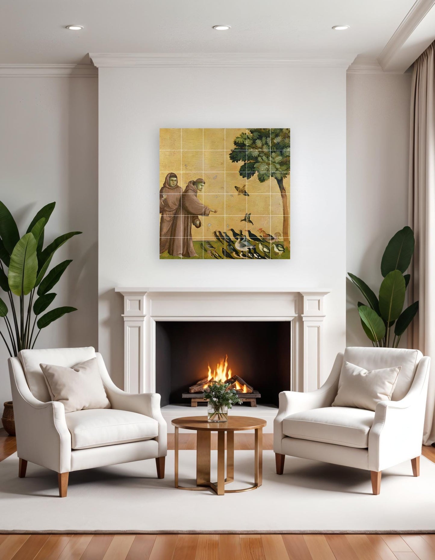 Tile Mural/Mosaic Ceramic Panel of Saint Francis of Assisi - Catholic Wall Art -Saint Francis Tile Mural -Gloss Tiles -Religious Tile Mosaic