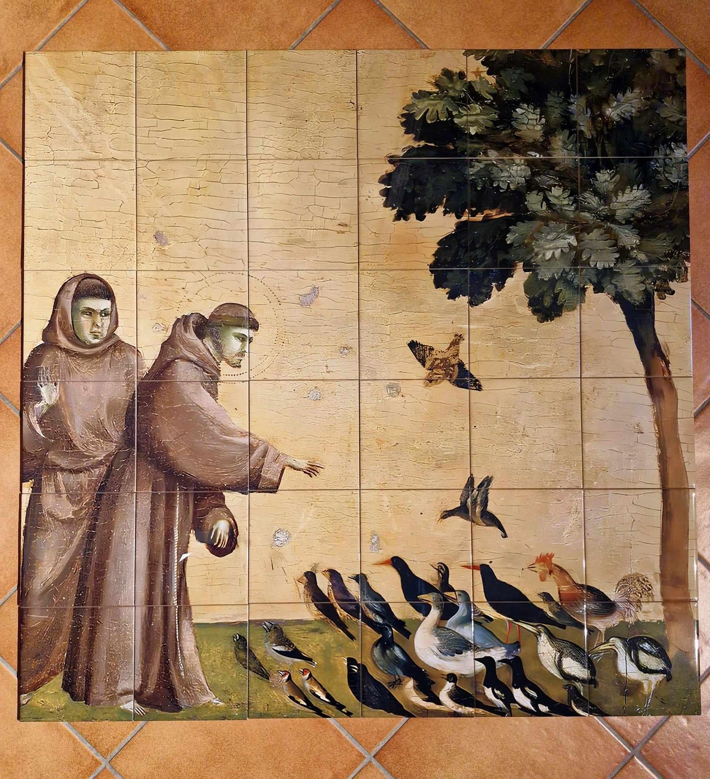 Tile Mural/Mosaic Ceramic Panel of Saint Francis of Assisi - Catholic Wall Art -Saint Francis Tile Mural -Gloss Tiles -Religious Tile Mosaic