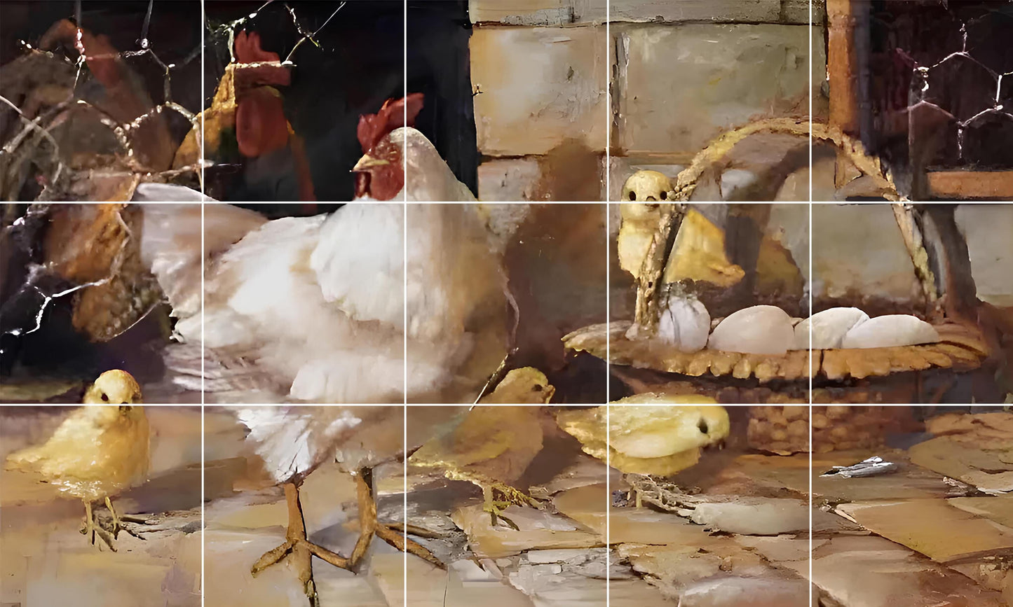 Tile Mural/Mosaic Ceramic Panel of a Rooster-Countryside Mural - Rooster print -Rooster Mural -Tile Mural - Gloss Tiles -Chicken Tile Mosaic