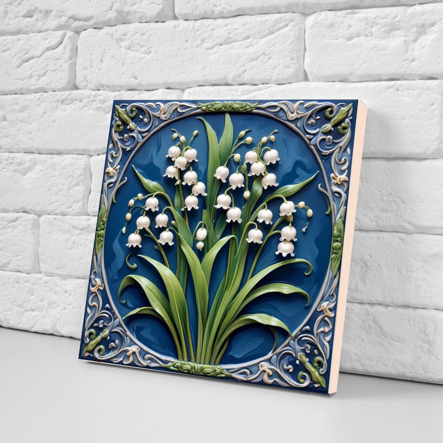 Art Nouveau Flower Ceramic Tiles - Set of 2 Art Nouveau Wall Decor Tiles - Kitchen Backsplash Tiles, Table Decorative Tiles, Bathroom Tiles