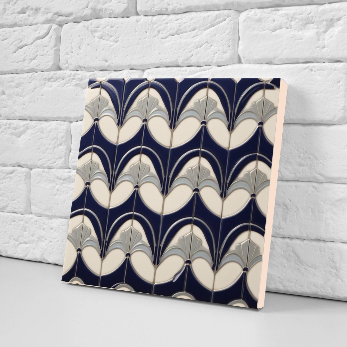 Art Deco Ceramic tiles - Set of 2 Art Deco Wall Decor Geometric Tiles - Kitchen Backsplash Tiles, Table Decorative Tiles, Bathroom Tiles