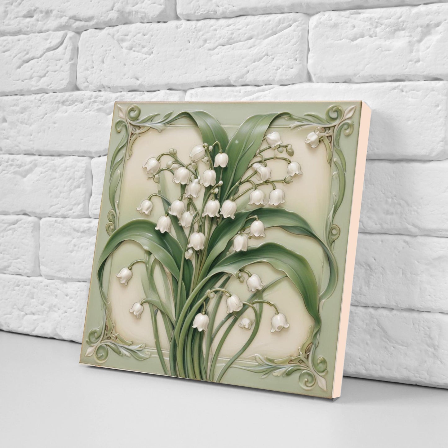 Art Nouveau Flower Ceramic Tiles - Set of 2 Art Nouveau Wall Decor Tiles - Kitchen Backsplash Tiles, Table Decorative Tiles, Bathroom Tiles