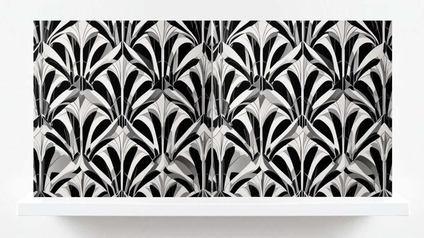 Art Deco Ceramic tiles - Set of 2 Art Deco Wall Decor Geometric Tiles - Kitchen Backsplash Tiles, Table Decorative Tiles, Bathroom Tiles