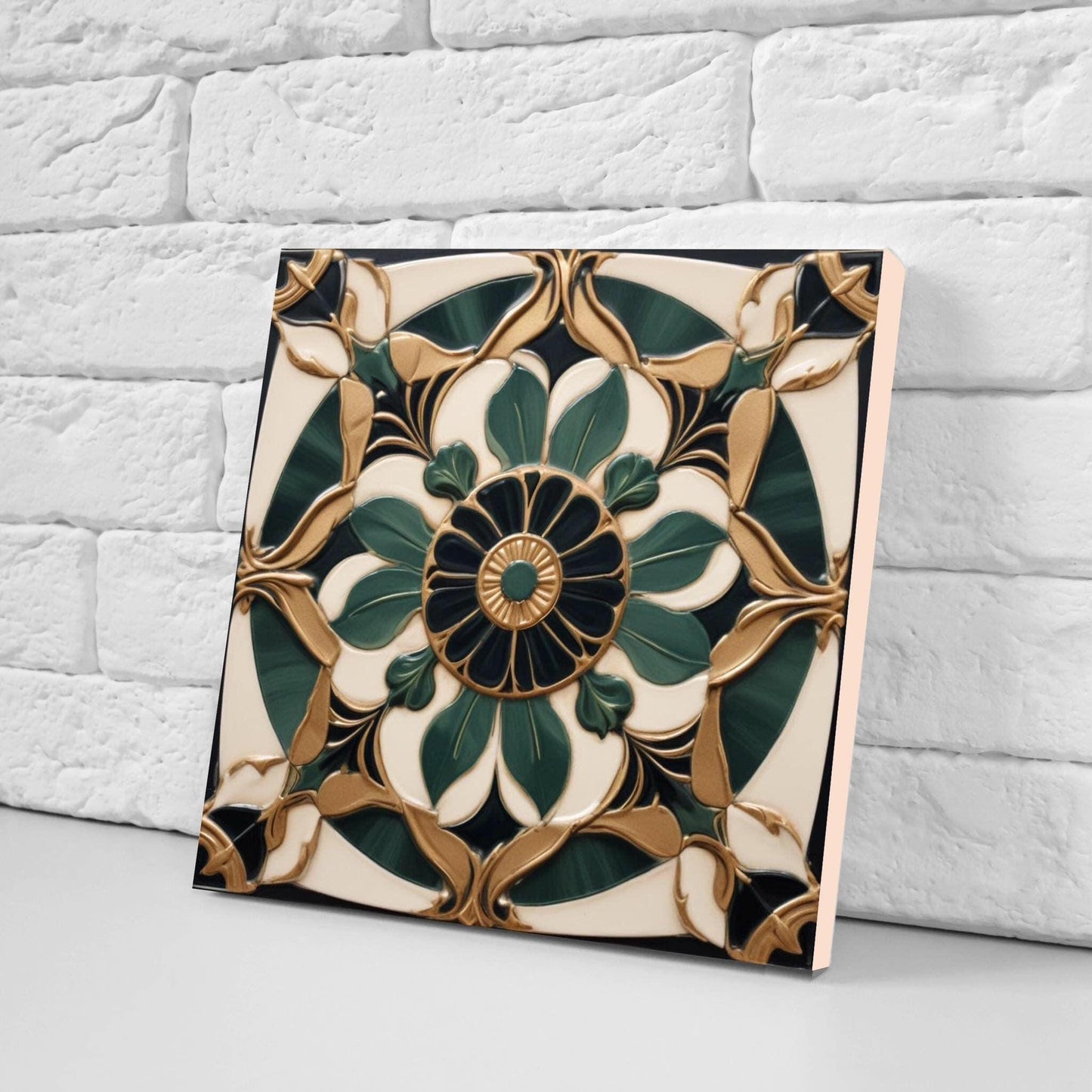 Art Deco Ceramic tiles - Set of 2 Art Deco Wall Decor Geometric Tiles - Kitchen Backsplash Tiles, Table Decorative Tiles, Bathroom Tiles