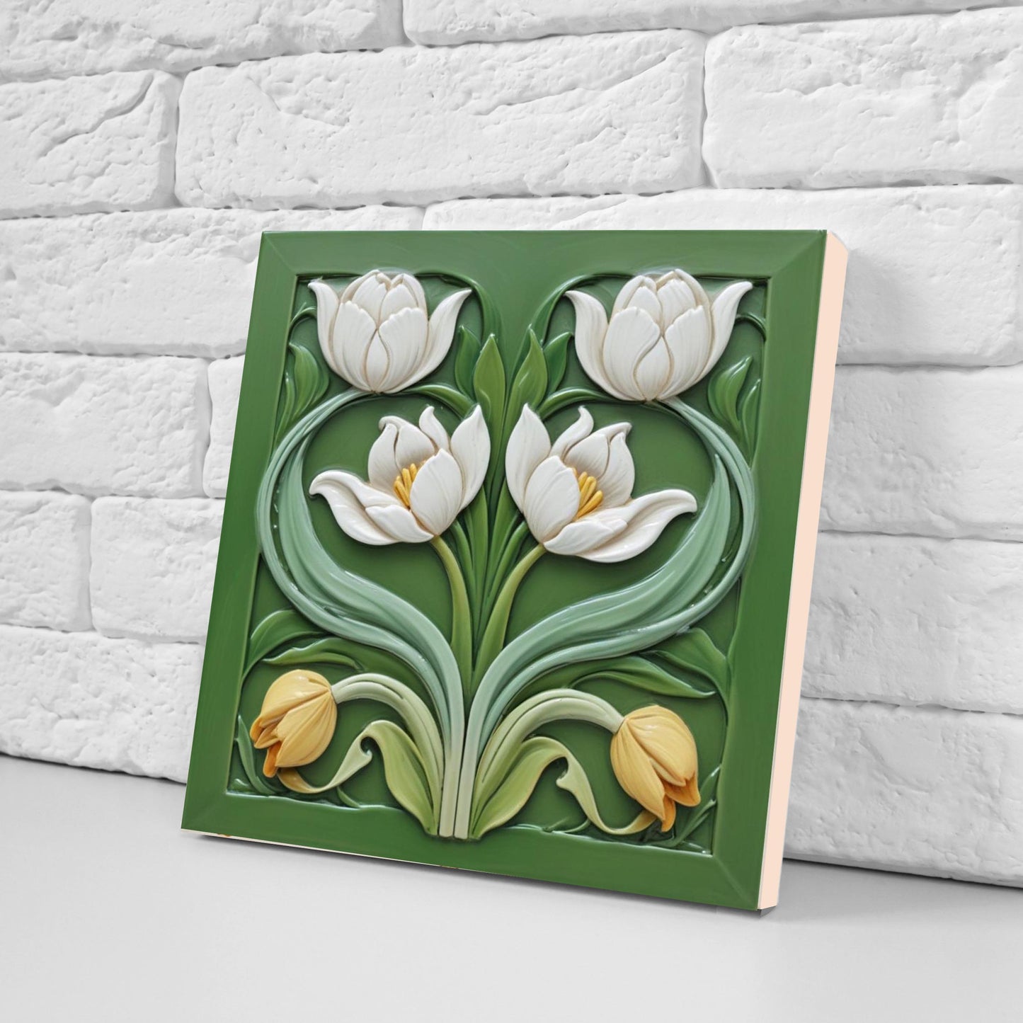 Tulip Tiles Floral Flowers Tile Tulips Design - Set of 2 Decorative ceramic tiles, Bathroom, Kitchen Backsplash, Sink Splashback,Accent Wall